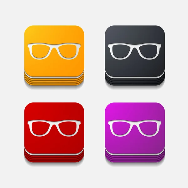 Square button: glasses — Stock Vector