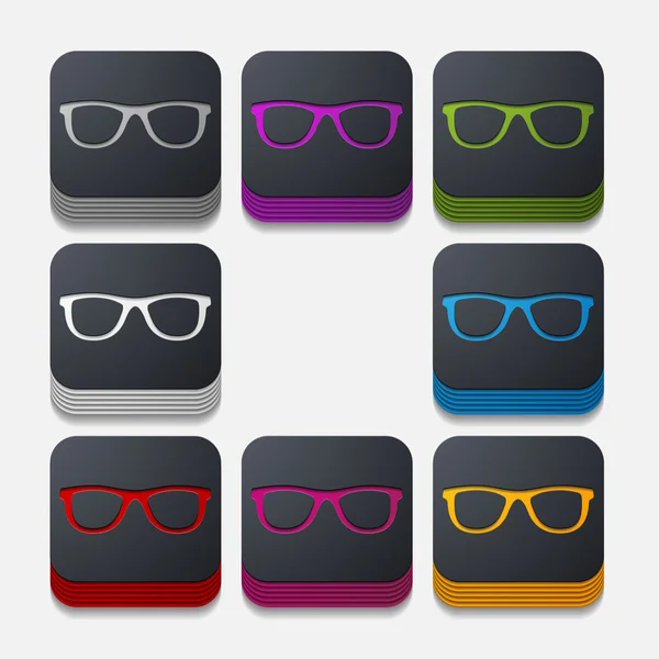 Square button: glasses — Stock Vector