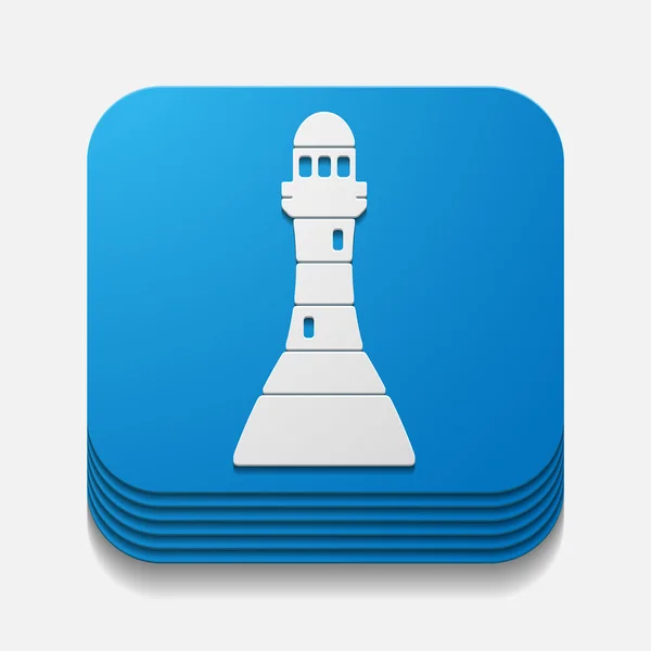 Square button: lighthouse — Stock Vector