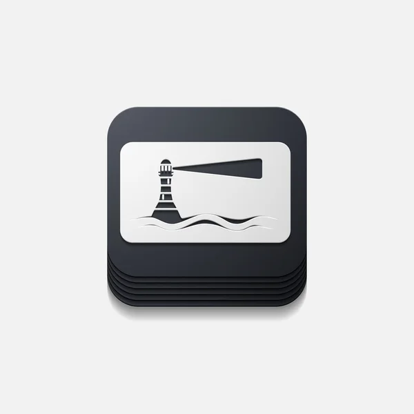 Bouton carré : phare — Image vectorielle