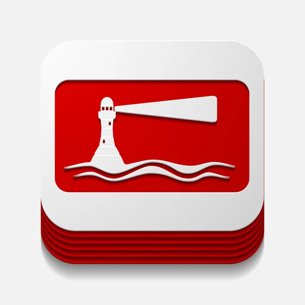 Square button: lighthouse — Stok Vektör