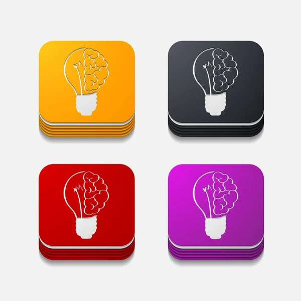 Botão quadrado: lâmpada — Vetor de Stock