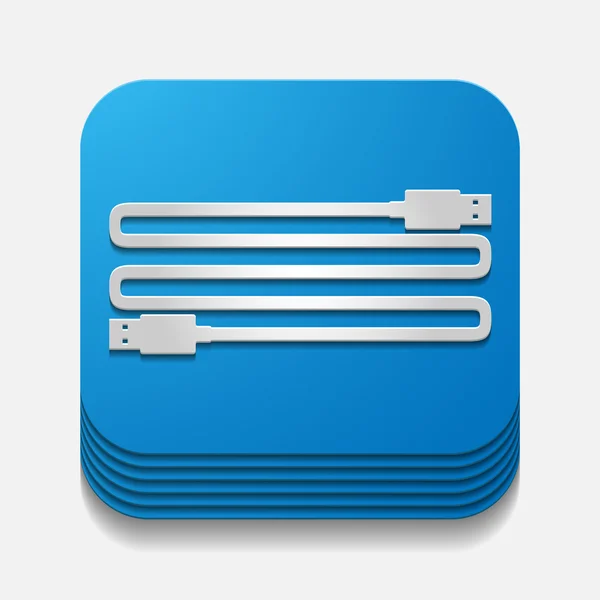 Bouton carré : USB — Image vectorielle