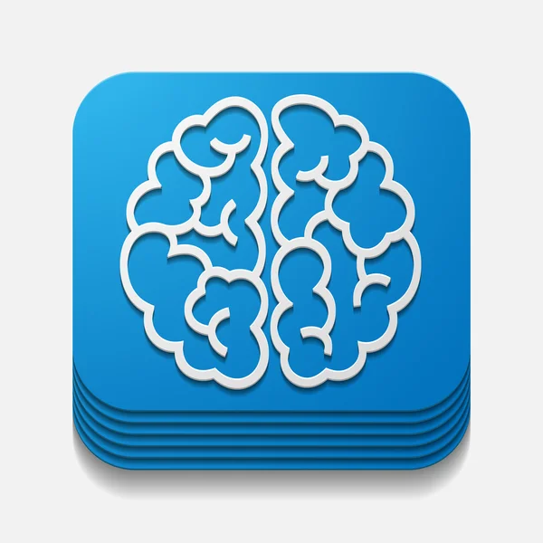 Botão quadrado: cérebro — Vetor de Stock