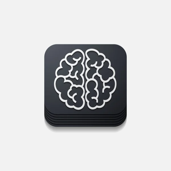 Botão quadrado: cérebro — Vetor de Stock