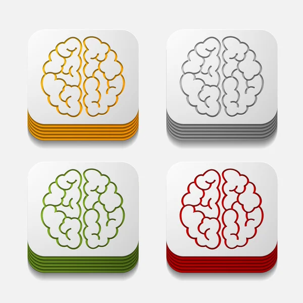 Vierkante knop: hersenen — Stockvector