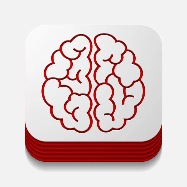 Square button: brain — Stock Vector