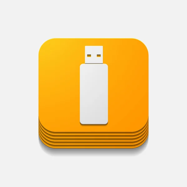 Квадратная кнопка: USB — стоковый вектор