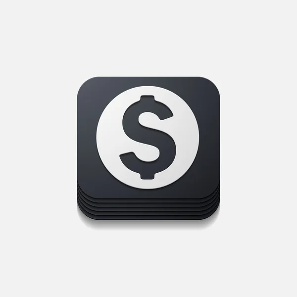 Square button: money — Stock Vector