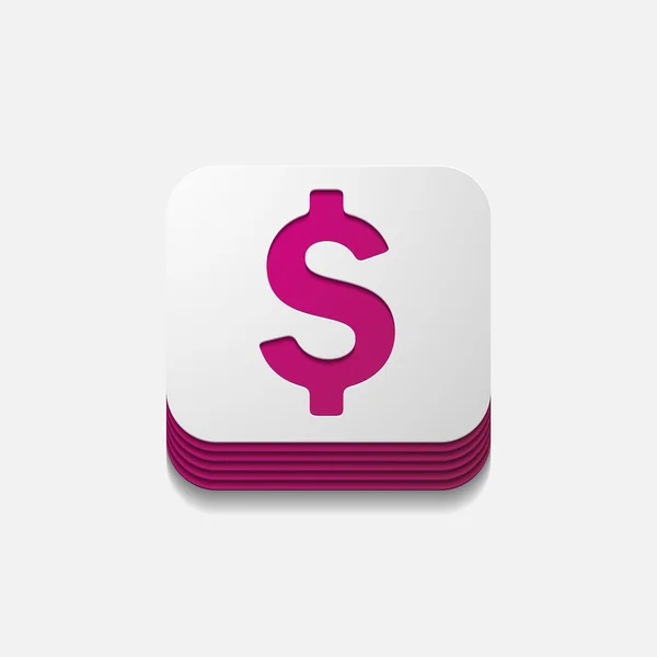 Botón cuadrado: dinero — Vector de stock