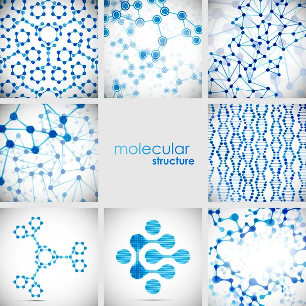 Set di bella struttura molecola di DNA — Vettoriale Stock