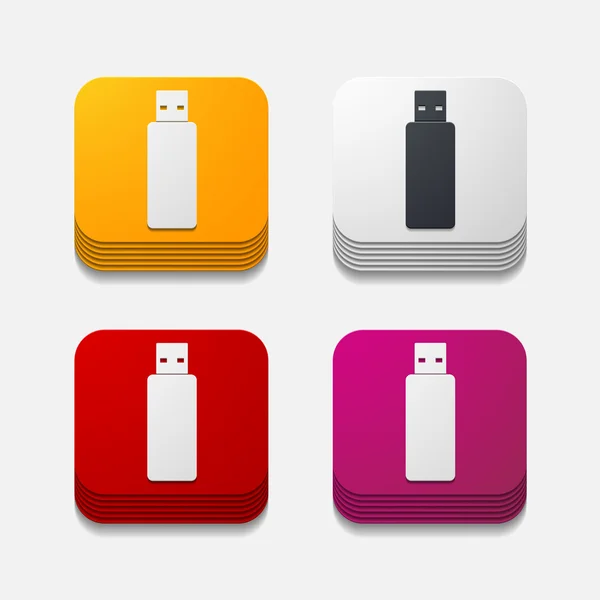 Квадратная кнопка: USB — стоковый вектор