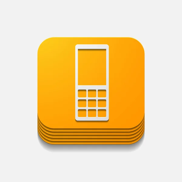 Square button: phone — Stock Vector