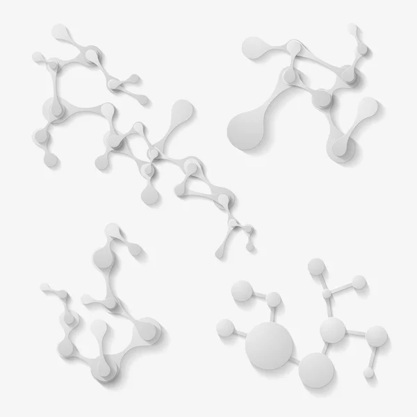 Moleculaire structuur in 3D-stijl, van vlakke elementen — Stockvector