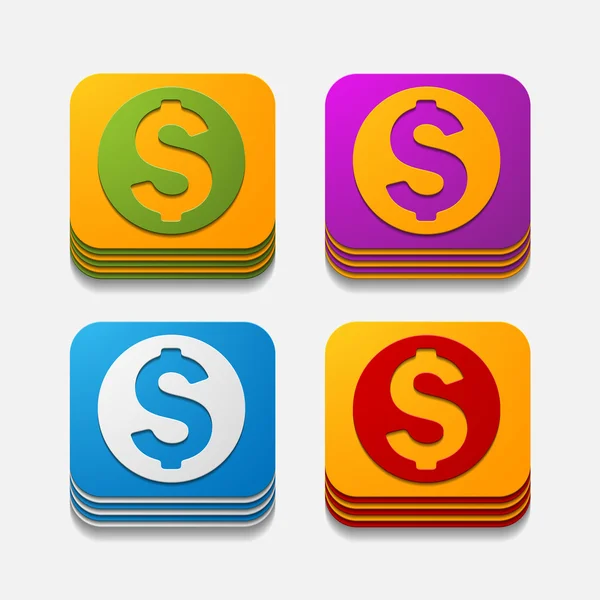 Square button: money — Stock Vector