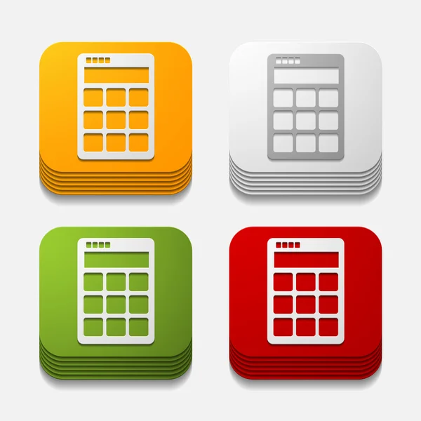 Square button: calculator — Stock Vector