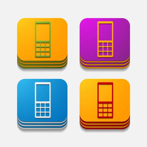 四角形のボタン: 携帯電話 — ストックベクタ