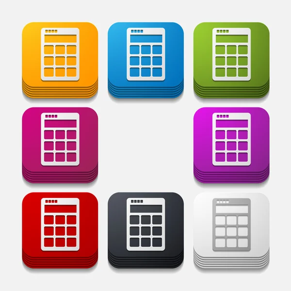 Square button: calculator — Stock Vector