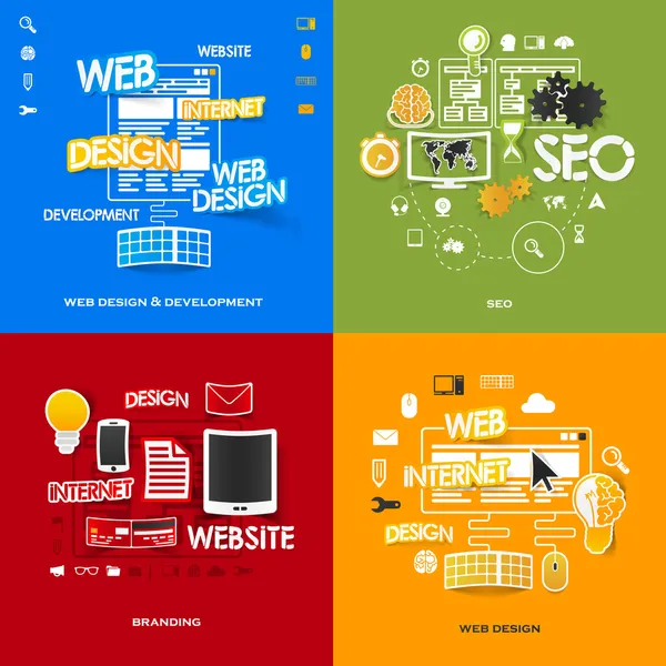 modern çıkartmaları kümesi. web tasarım & geliştirme, markalaşma, web tasarım, seo kavramı. vektör eps10 çizim