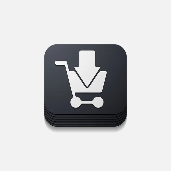 Square button: shopping — Stock vektor