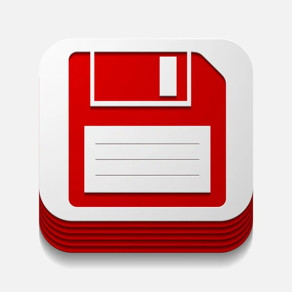 Square button: floppy — Stock Vector
