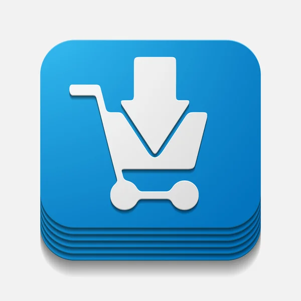 Square button: shopping — Stock Vector
