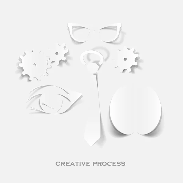 Set di adesivi di design. Processo creativo — Vettoriale Stock