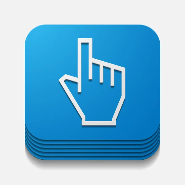 Square button: hand — Stock Vector
