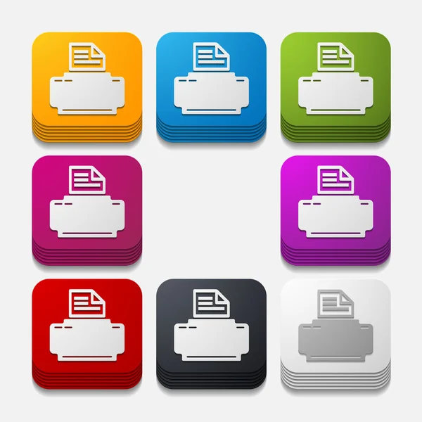 Square button: printer — Stock Vector