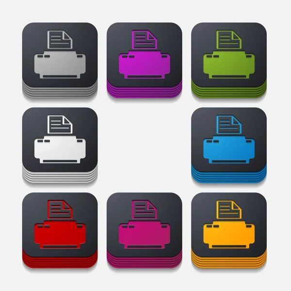Square button: printer — Stock Vector