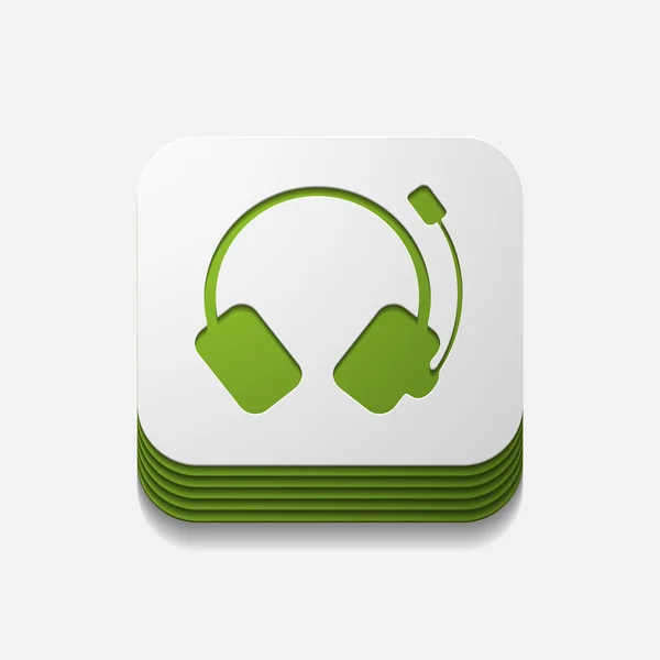 Square button: headphones — Stock Vector