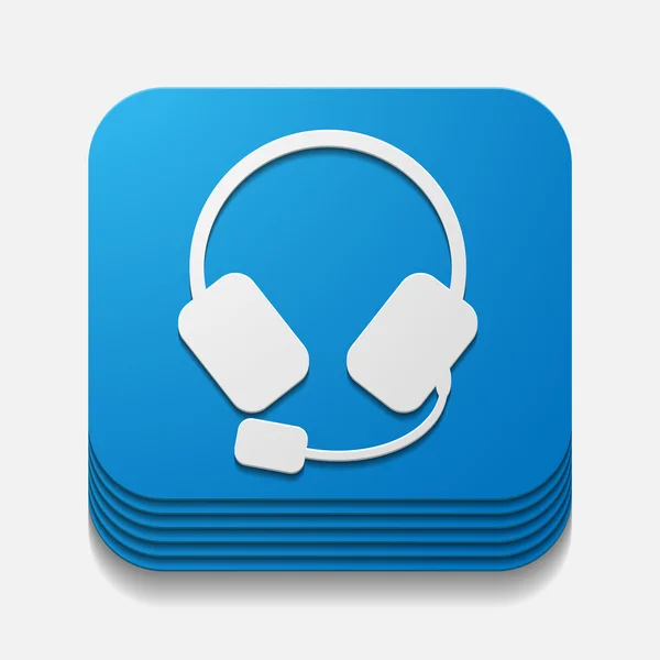 Square button: headphones — Stock Vector