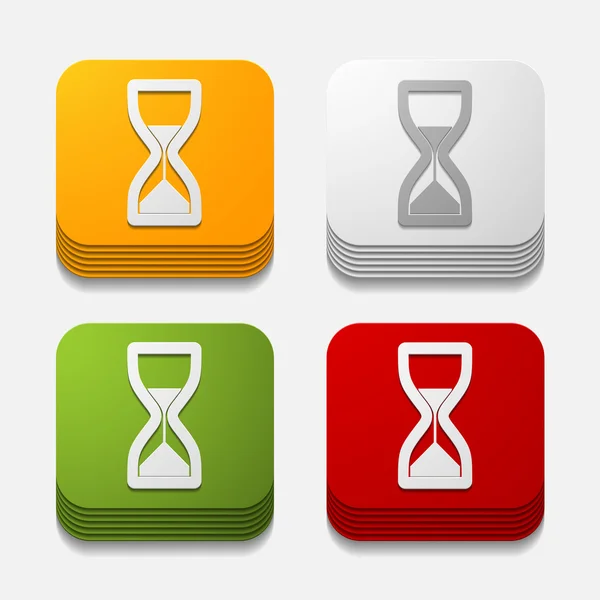 Square button: hourglass — Stock Vector