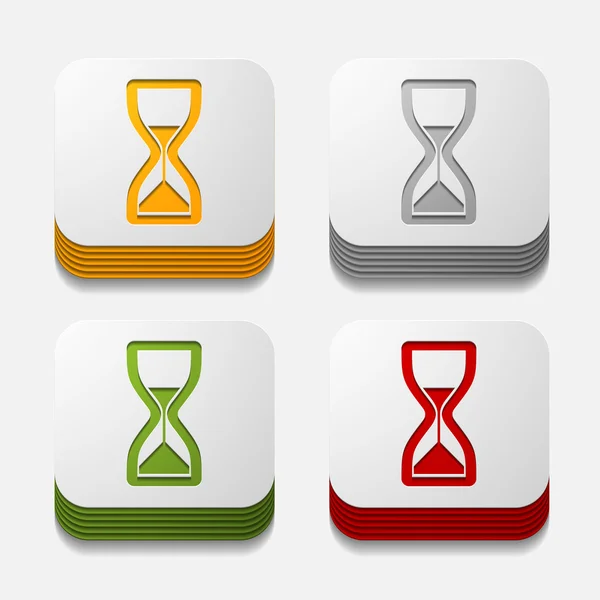 Square button: hourglass — Stock Vector