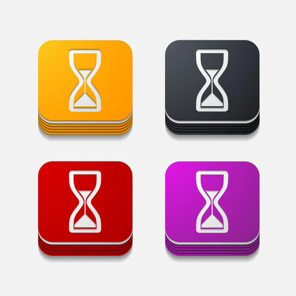 Square button: hourglass — Stock Vector