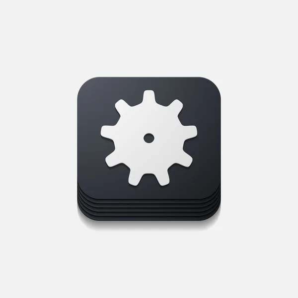 Square button: cogwheel — Stock Vector