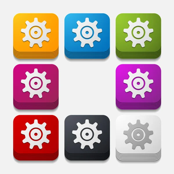 Square button: cogwheel — Stock Vector