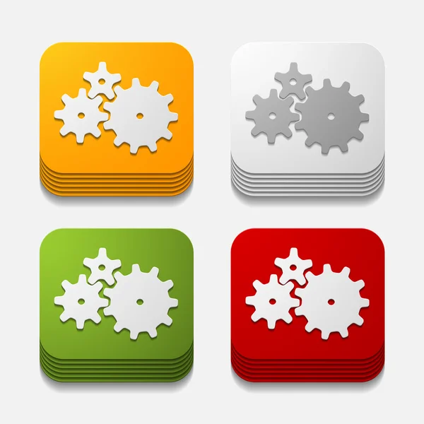 Square button: cogwheel — Stock Vector