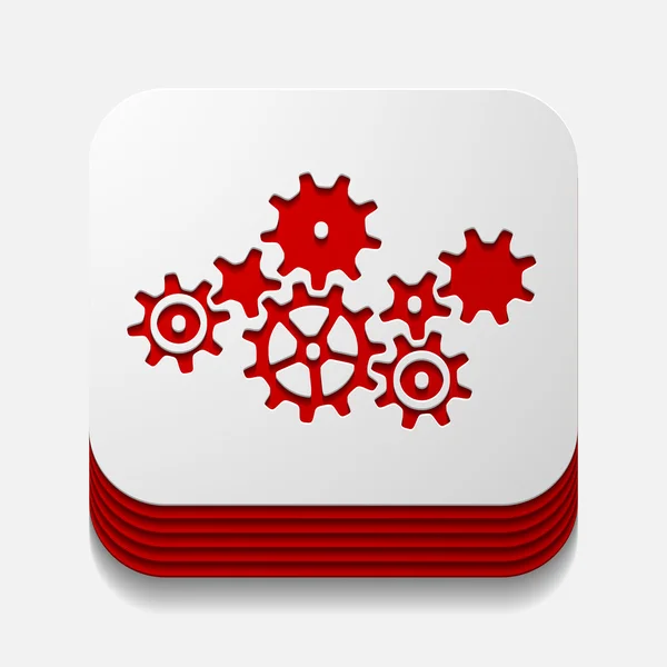 Square button: cogwheel — Stock Vector