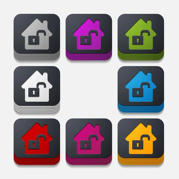 Square button: house — Stock Vector