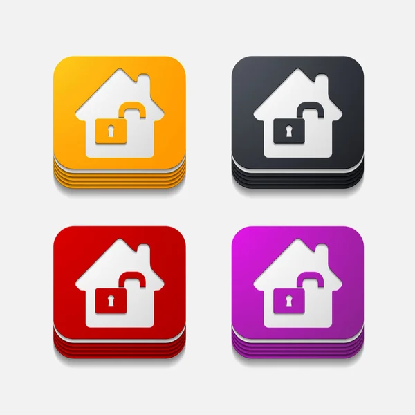 Square button: house — Stock Vector
