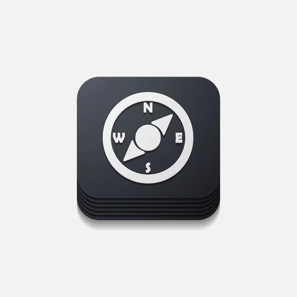 Vierkante knop: kompas — Stockvector