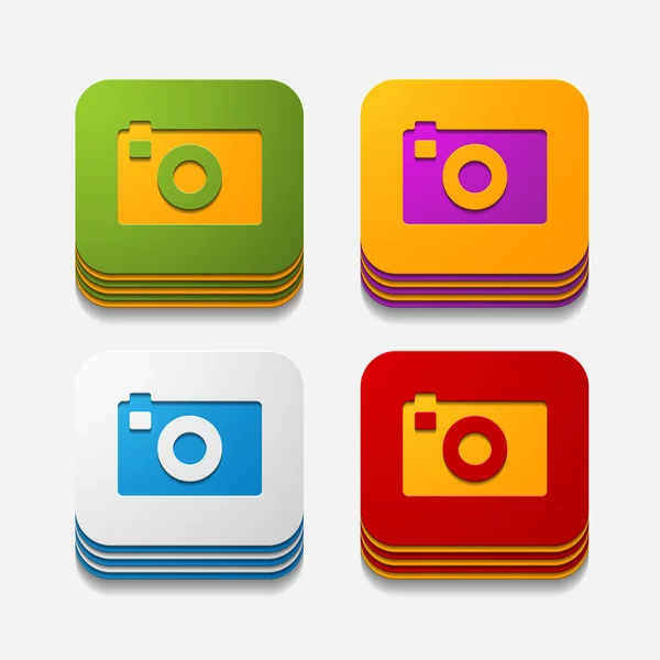 Square button: photo — Stock Vector