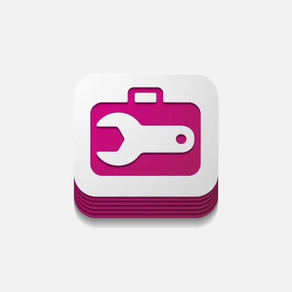 Square button: wrench — Stock Vector