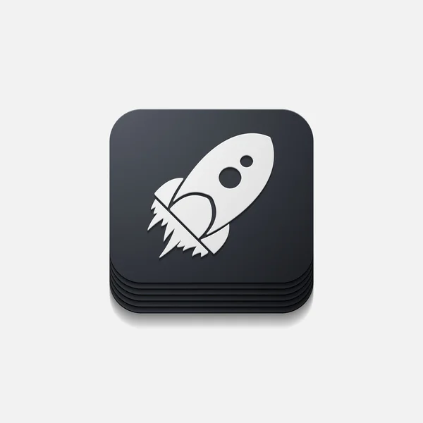 Square button: rocket — Stock Vector