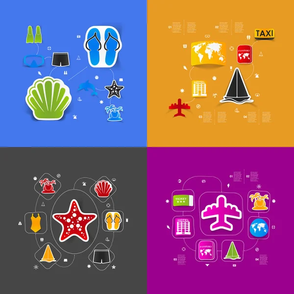 Conjunto de iconos del turismo de verano — Vector de stock