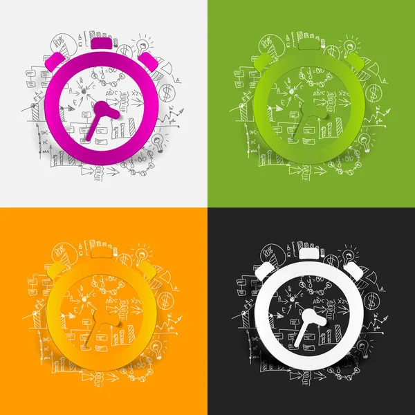 Dibujo de fórmulas de negocio: reloj — Vector de stock