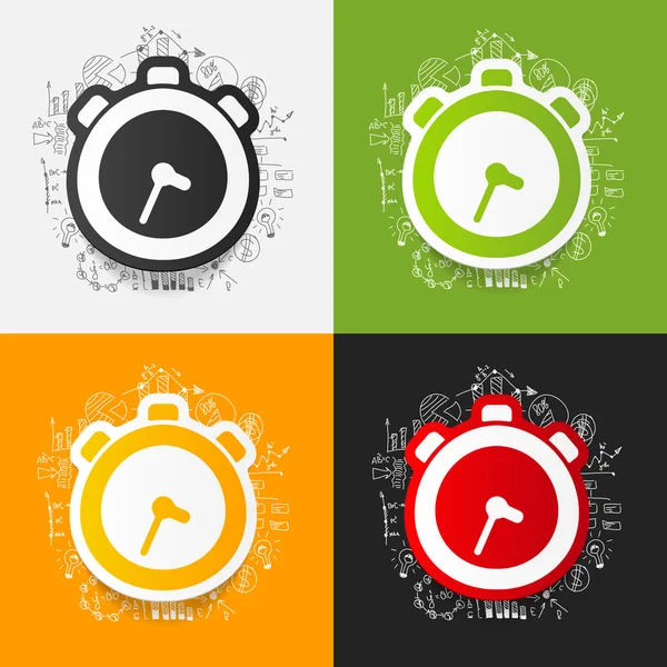 Dibujo de fórmulas de negocio: reloj — Vector de stock