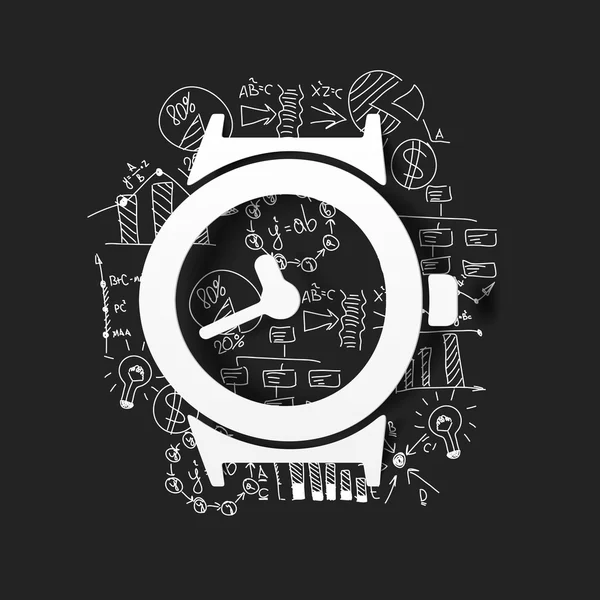 Dibujo de fórmulas de negocio: reloj — Vector de stock