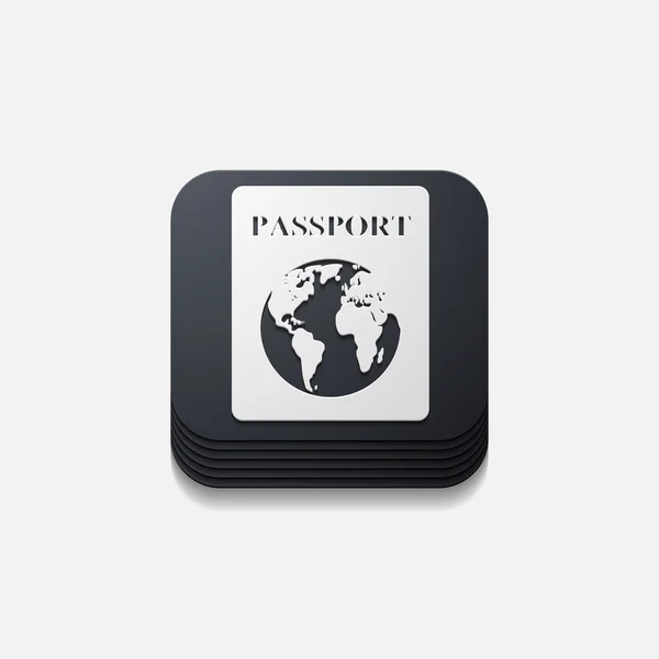 Square button: passport — Stock Vector